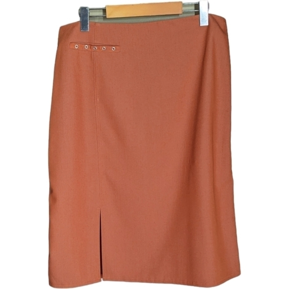 12 - Rio Sud • Orange Peach Pencil Skirt with Slit & Grommet Pocket Detail - Picture 1 of 5